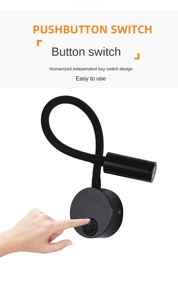 LED applique a collo di cigno - lampada da lettura regolabile