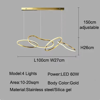 Gold pendant chandelier - modern dining room lighting