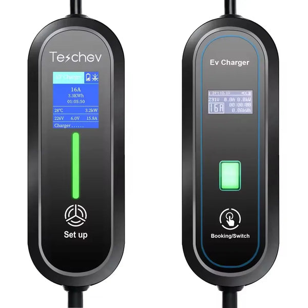 Chargeur EV Portable Teschev 3,5 kW – Courant réglable 8–16 A, IP65, Type 2/Type 1/GBT