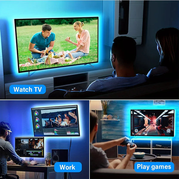 Gaming LED strip lights - RGB, control inteligente, luz de fondo para PC/TV