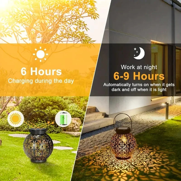 Solar LED garden lights: waterproof, metal lanterns