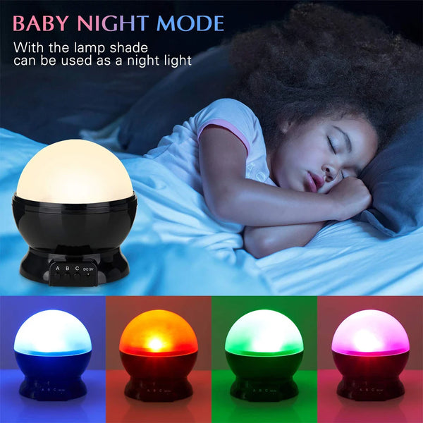 Nebula star projector for kids - 360 rotation, 12 colors