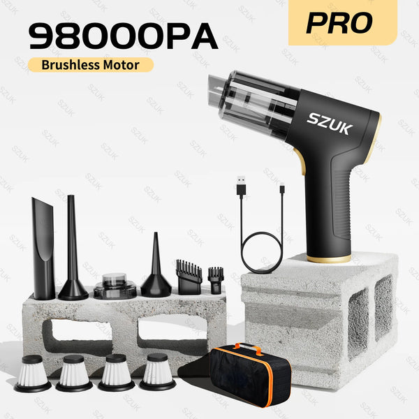SZUK 98,000 Pa Handheld Car Vacuum Cleaner – Wireless, Ultra-Powerful & Portable