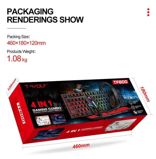 Combo de teclado y ratón para juegos RGB con diseño ergonómico