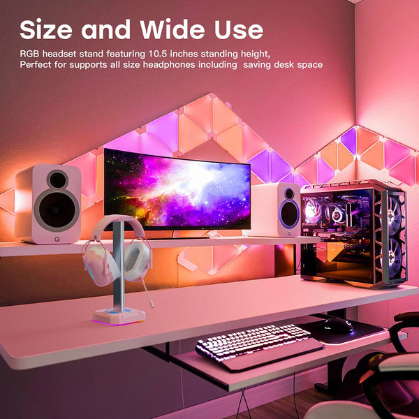 RGB gaming headset stand - aluminum, desktop-friendly