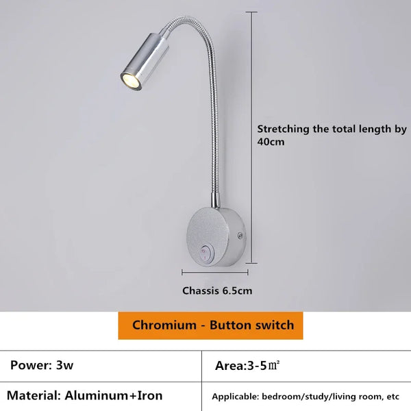 LED applique a collo di cigno - lampada da lettura regolabile