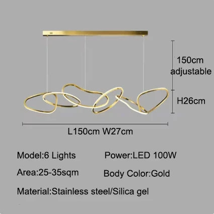 Gold pendant chandelier - modern dining room lighting