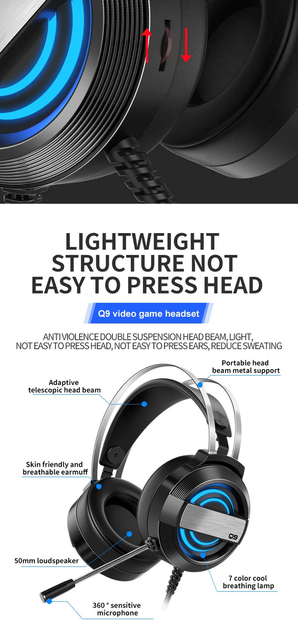 Gaming headset RGB met HD-microfoon voor Xbox, PS5, PC