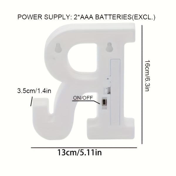 Alphabet LED light - battery-operated, versatile decor lamp