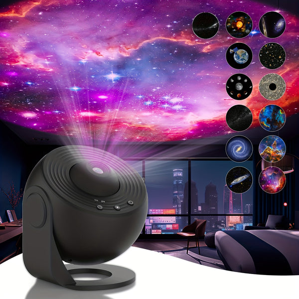 Star projector LED lamp - kids bedroom night light, 12 discs included