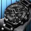 LEDmePLAY Leo - Orologio da uomo di lusso per affari – Orologio da polso al quarzo in acciaio inossidabile con cinturino in pelle & lancette luminose