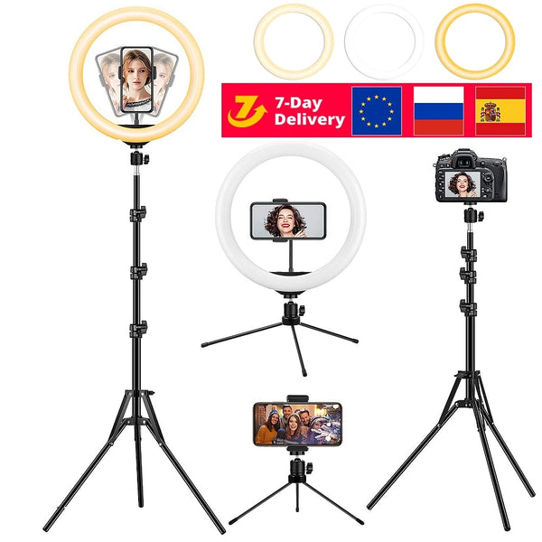 LED selfie ring light, 10-13 inches with tripod