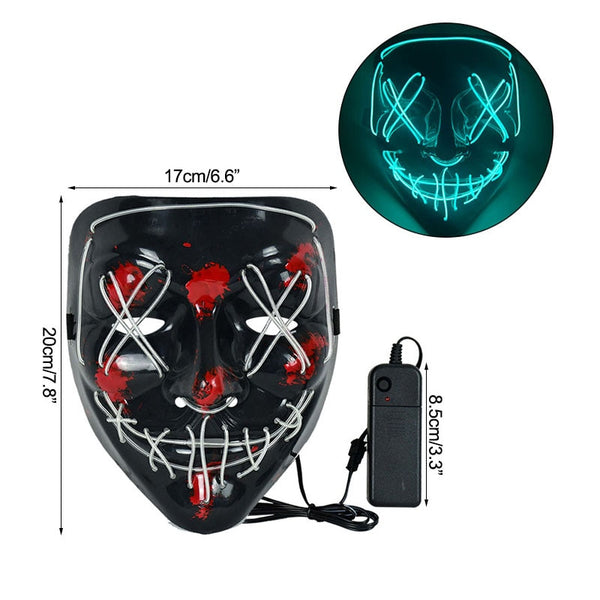 Halloween maschera LED - luce neon, cosplay pronto per la festa