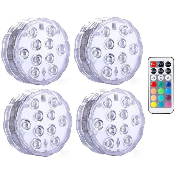 Lumières LED submersibles étanches IP68, multicolores