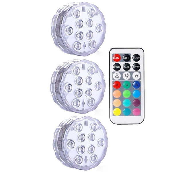 Lumières LED submersibles étanches IP68, multicolores