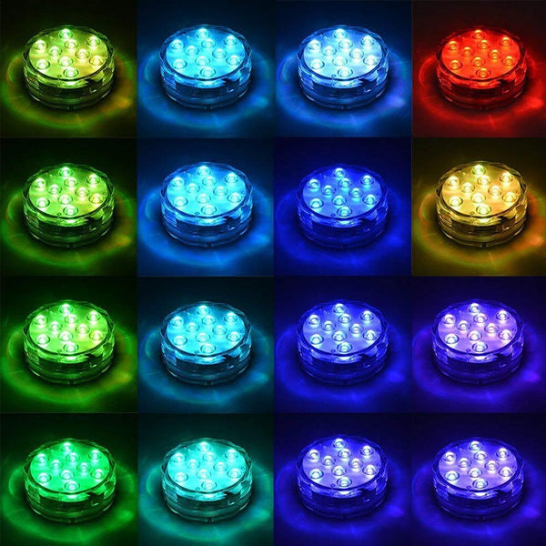 Lumières LED submersibles étanches IP68, multicolores
