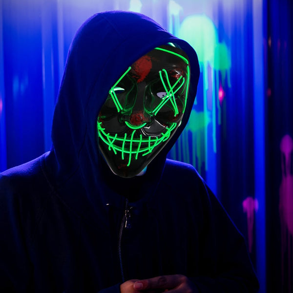 Halloween maschera LED - luce neon, cosplay pronto per la festa