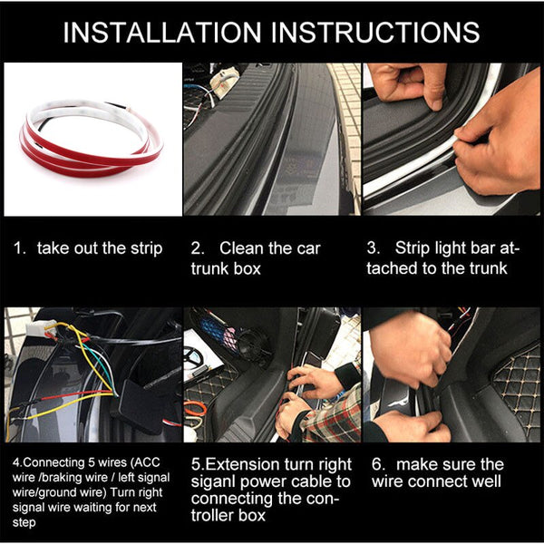 LED car trunk tail light 120cm, colorful dynamic