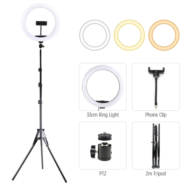 LED selfie ring light, 10-13 inches with tripod