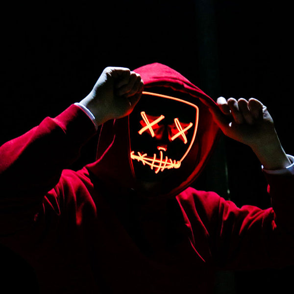 Halloween maschera LED - luce neon, cosplay pronto per la festa