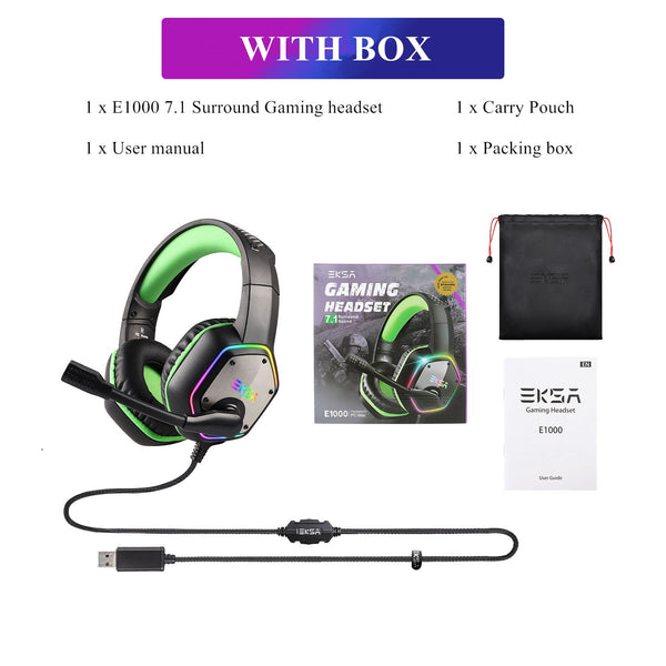 RGB gaming headphones - USB wired, noise cancelling
