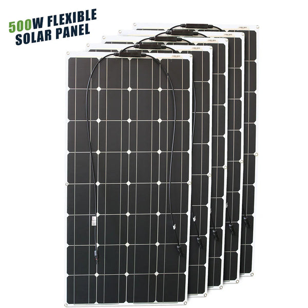 ASUNERGE 100–600 W Flexible Monocrystalline Solar Panel – Waterproof, Bendable Power for RV & Boat