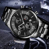 LEDmePLAY Leo - Luxury business men's watch – Stainless steel quartz wristwatch with leather strap & luminous hands