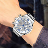 LEDmePLAY Leo - Luxury business men's watch – Stainless steel quartz wristwatch with leather strap & luminous hands
