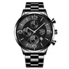 LEDmePLAY Leo - Luxury business men's watch – Stainless steel quartz wristwatch with leather strap & luminous hands