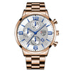 LEDmePLAY Leo - Luxury business men's watch – Stainless steel quartz wristwatch with leather strap & luminous hands