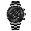 LEDmePLAY Leo - Luxury business men's watch – Stainless steel quartz wristwatch with leather strap & luminous hands