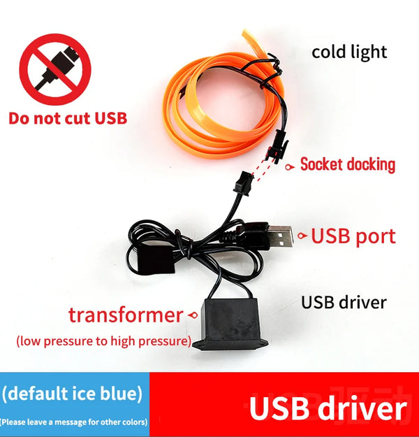 LED bande lumineuse froide - éclairage ambiant intérieur de voiture 5m