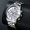 LEDmePLAY Leo - Luxury business men's watch – Stainless steel quartz wristwatch with leather strap & luminous hands