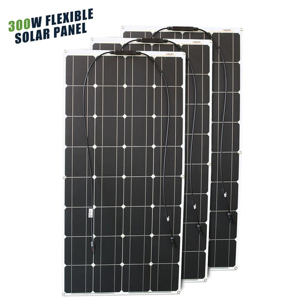 ASUNERGE 100–600 W Flexible Monocrystalline Solar Panel – Waterproof, Bendable Power for RV & Boat