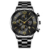 LEDmePLAY Leo - Luxury business men's watch – Stainless steel quartz wristwatch with leather strap & luminous hands