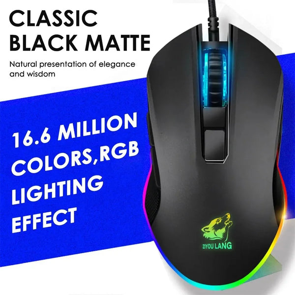 RGB wired gaming mouse - black matte, superior grip