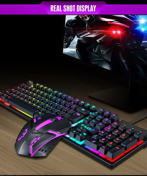 RGB gaming keyboard & mouse combo, backlit, 104 keycaps