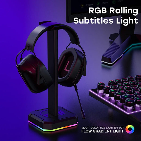 RGB gaming headset stand - aluminum alloy, PUBG compatible