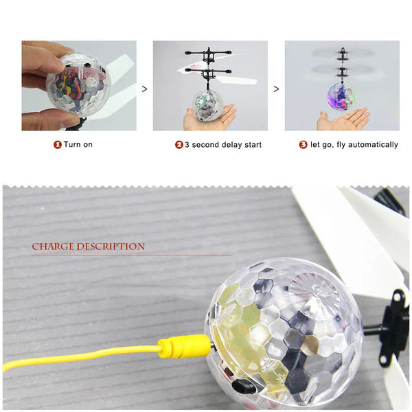 Flying LED ball toy - infrared induction helicopter for kids