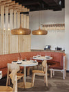 Nordic wood pendant lights: modern, walnut-finish chandeliers