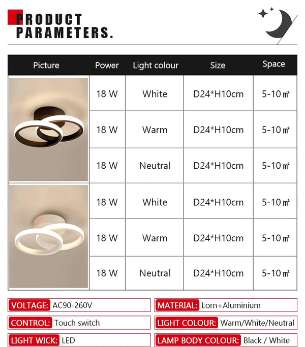 LED ceiling light 20W - Modern metal for versatile lighting