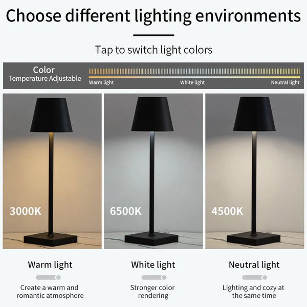 LED touch lamp - Lampe tactile à 3 couleurs ambiantes pour bureau/table de nuit