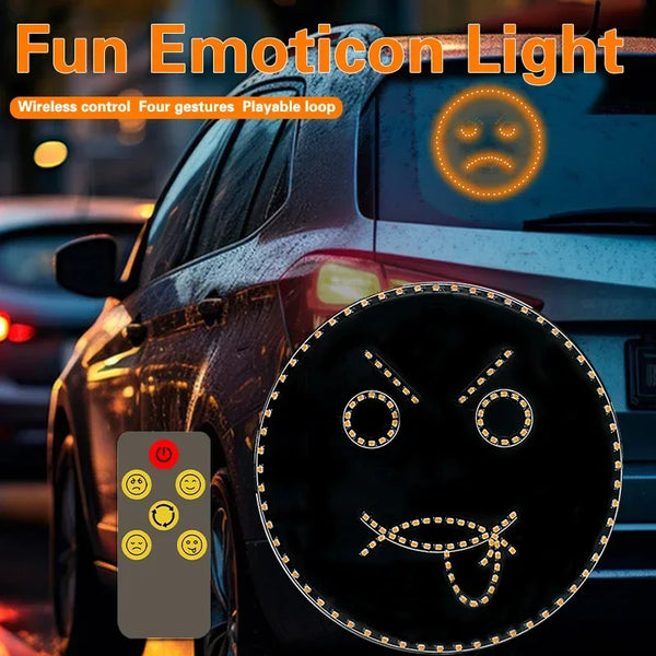 LED car expression light: remote control, multi-function warning