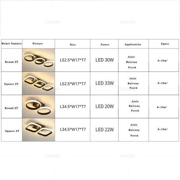 LED chandelier - metal, modern bedroom/hallway lighting