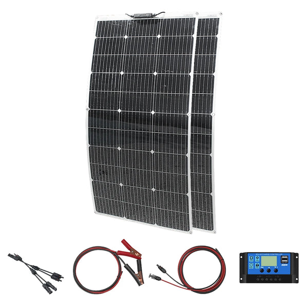 ASUNERGE 100–600 W Flexible Monocrystalline Solar Panel – Waterproof, Bendable Power for RV & Boat