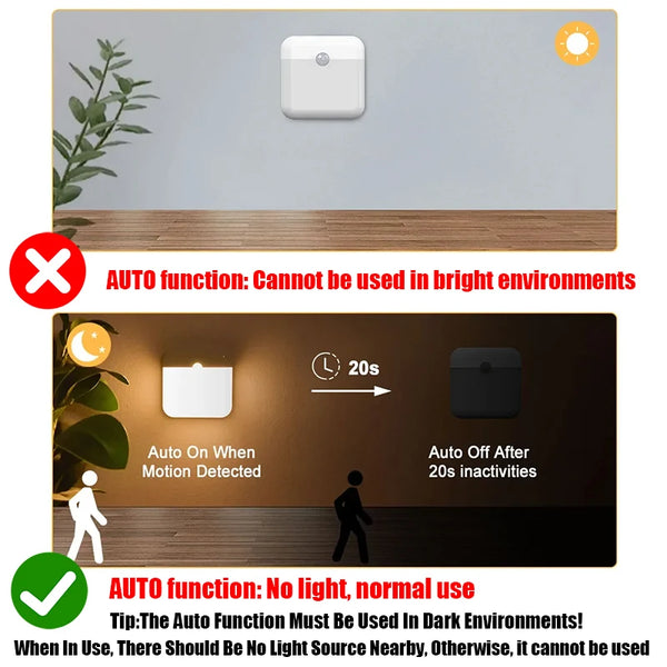 LED wireless night light - rechargeable motion sensor lamp
