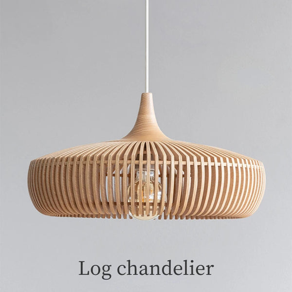 Nordic wood pendant lights: modern, walnut-finish chandeliers