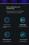 Gaming headphones wireless Bluetooth, RGB LED, noise-canceling mic