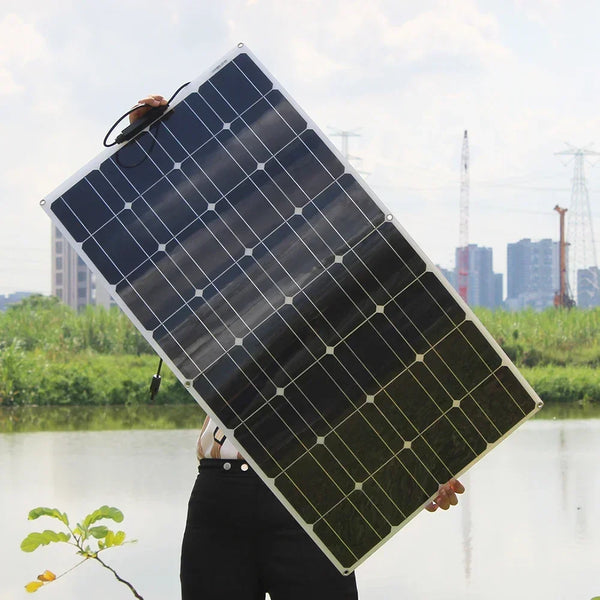 ASUNERGE 100–600 W Flexible Monocrystalline Solar Panel – Waterproof, Bendable Power for RV & Boat