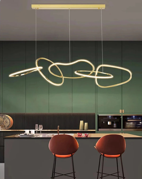 Gold pendant chandelier - modern dining room lighting